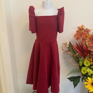 Elegant Burgundy L Filipiniana Dress for 4 to 5 year old Girl puffed sleeves